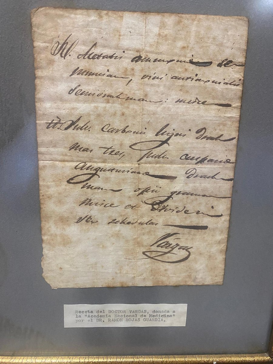 ... un documento de la historia de la medicina en Venezuela... una "receta" firmada por el Dr. José María Vargas, medico,  Rector de la Universidad Central de Venezuela y Presidente de la República