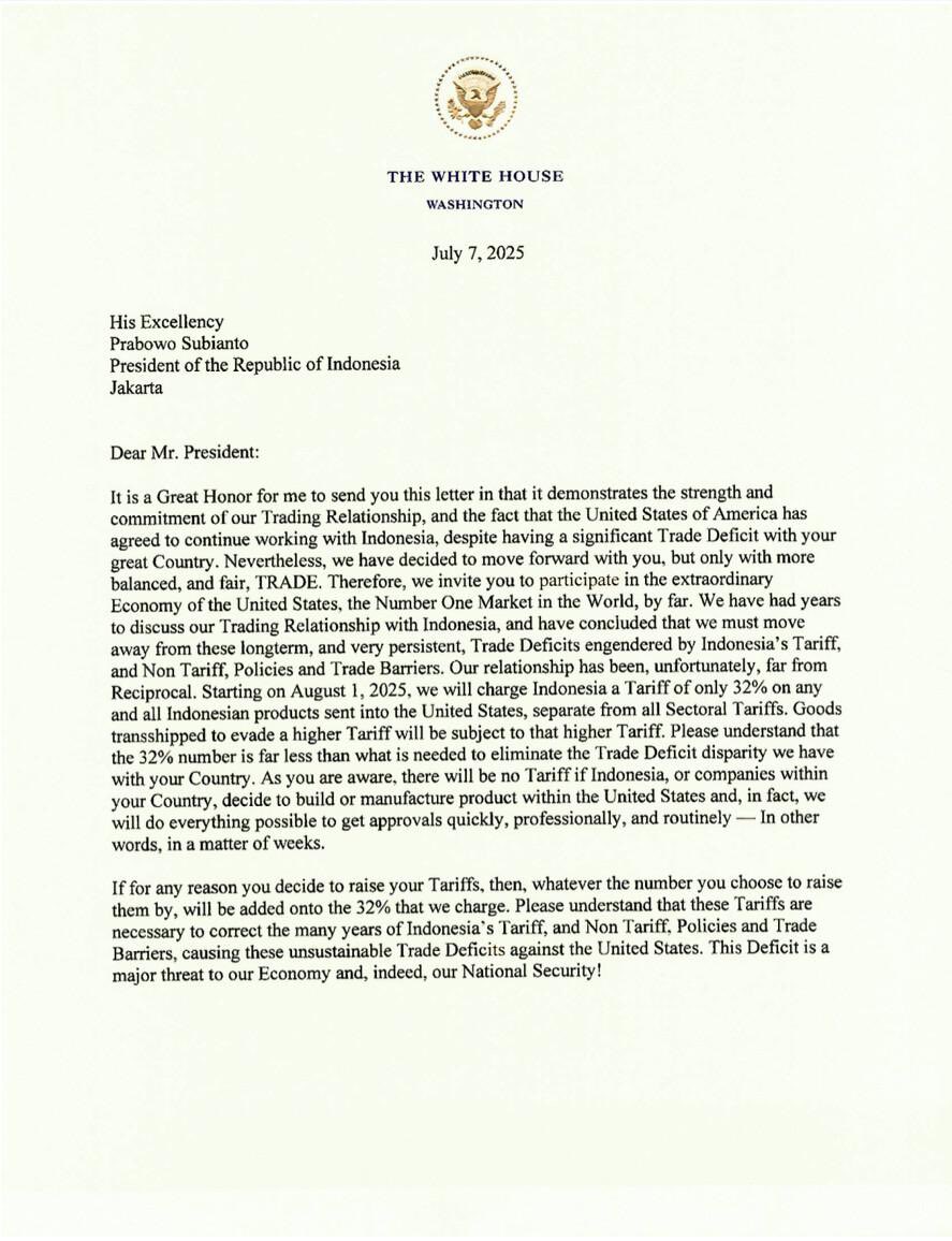 anushwij's tweet image. The biggest copy & paste, find & replace job in the history of the world?
(Images 1-3: Trump tariff letters to #SriLanka, #Indonesia, #SouthAfrica)