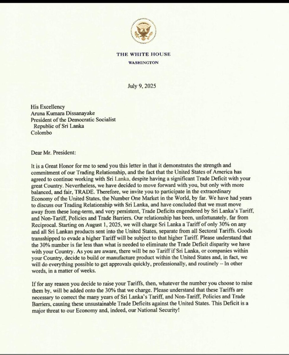 anushwij's tweet image. The biggest copy & paste, find & replace job in the history of the world?
(Images 1-3: Trump tariff letters to #SriLanka, #Indonesia, #SouthAfrica)
