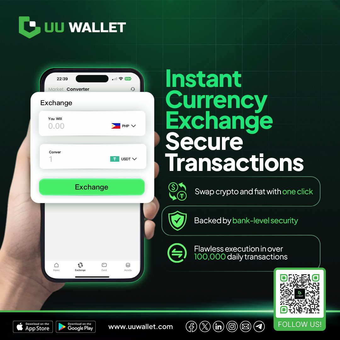 🌍 Discover the power of UU Wallet's Converter – your ultimate tool for instant and secure currency swaps!

With just one click, you can effortlessly convert between multiple currencies and USDT, including:
🇵🇭 PHP
🇺🇸 USD_PH
🇭🇰 HKD_PH
🪙 PHT

Fast, reliable, and built with