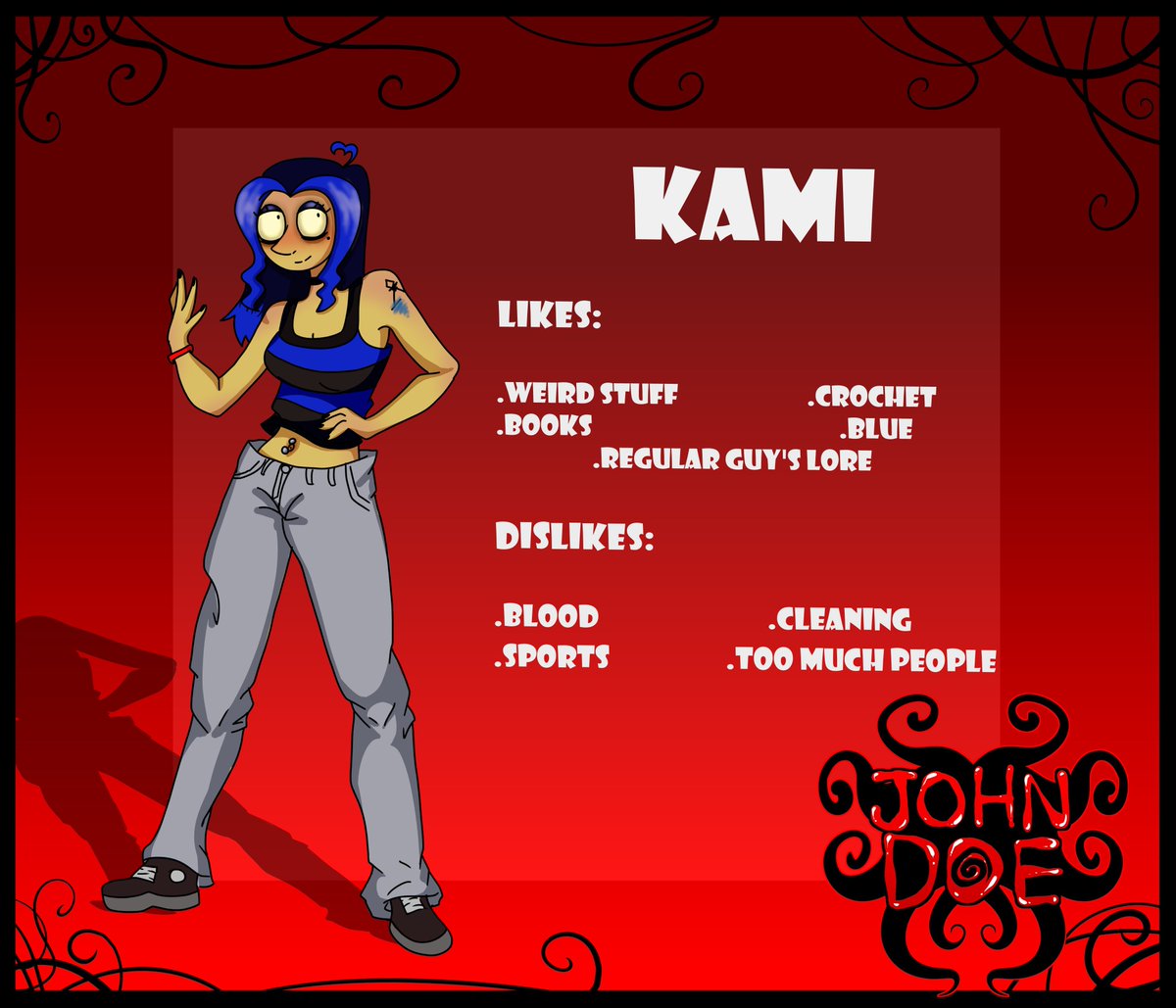 Kami_No_Art's tweet photo. I made this reference sheet for my #Doesona❤️
I think humans exist in Uncanny Valley? so Kami is a human that is obsessed with all the weird creatures in it, specially the cute little hairballs! She's perfect for Doe❤️
John Doe: @/MortisFox
#JohnDoe #johndoefanart #johndoegame https://t.co/vrQkXnAaVz