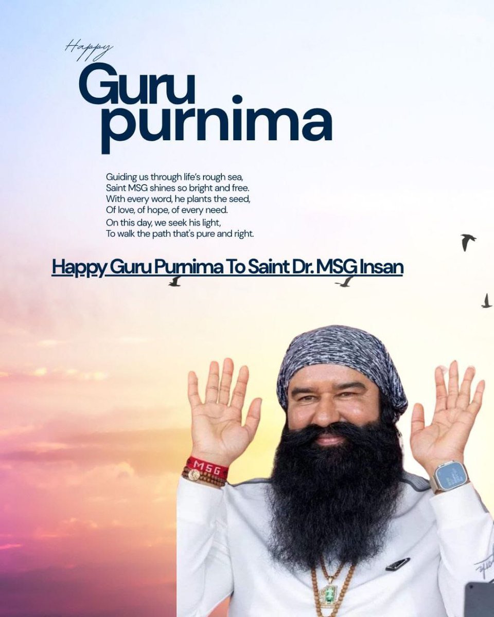 Happy #GuruPurnima to All !

A Guru is a beacon of light who helps us overcome ignorance and find out true purpose. 
Saint Dr MSG Insan inspires millions with his wisdom, compassion and teachings that guide us toward a better life.
गुरु पूर्णिमा 💕
#GuruPurnima2025
#गुरु_पूर्णिमा