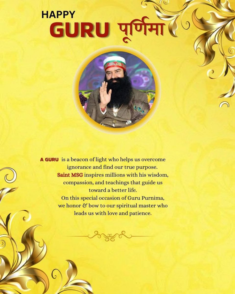 InsanNeeru23's tweet photo. Saint MSG's own words on Guru Poornima reflect the sacredness of this relationship. He emphasizes that a Guru, like a skilled craftsman, shapes the souls of disciples, helping them remove the veil of ignorance and perceive the divine truth
#GuruPurnima https://t.co/GuwtZALWyn