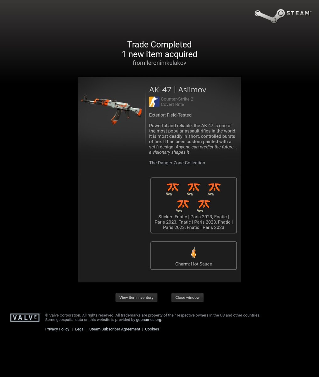 Thanks <a href="/headwolfgw/">HeadWolf</a> and <a href="/GGBITCOM/">GGBIT</a> for this beautiful AK Asiimov. Do give them a follow. Really appreciate it ❤️

#hwlegit