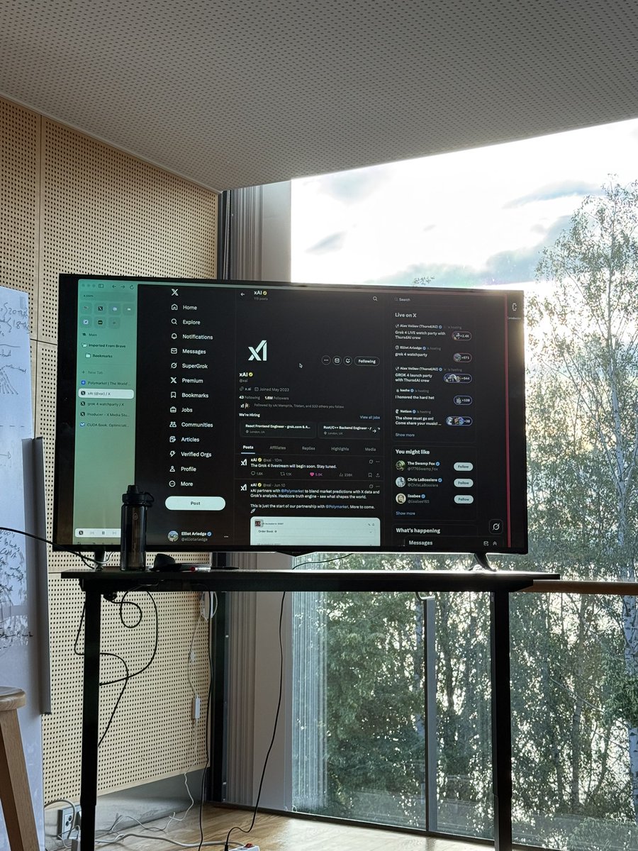 AdrianDeGendt's tweet image. I woke up 6AM with to watch the Grok-4 live stream