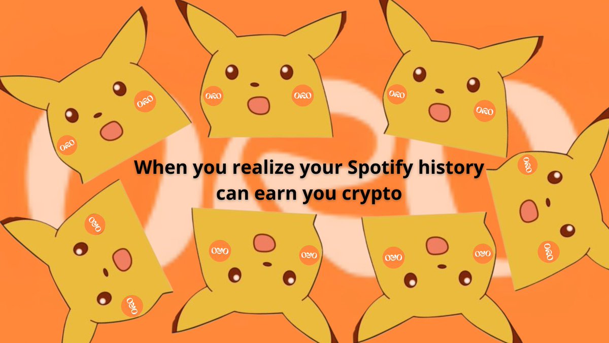 CrpBase's tweet image. &quot;When you realize your Spotify history can earn you crypto&quot;

🎧 → 💰

Yes, it&apos;s real.

Connect. Share. Earn. → app.getoro.xyz

#ORO #GetORO #DataToEarn