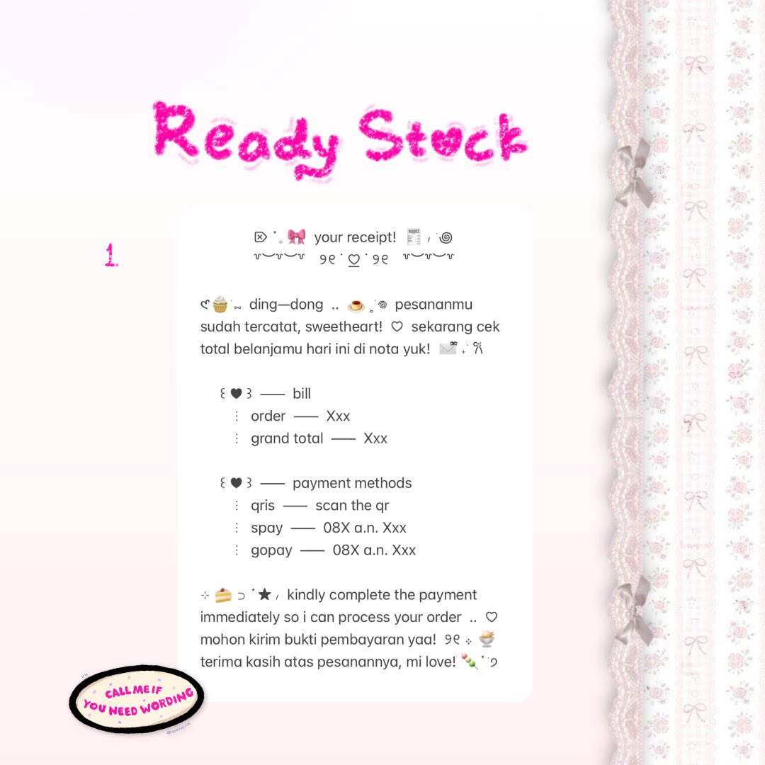 wordinh's tweet image. ⠀
︵︵ ⊹ ︵   ..  help rt juseyo  ..  ︵ ⊹ ︵︵

🍨  READY STOCK  :  PAYMENT WORDING  ♡⃞  only 6.000 @ each!  🎀  come kno__ock my dm to purchase your favorite, xo!  ✉️

t. #zonauang #zonaba  rs ba needs pembayaran