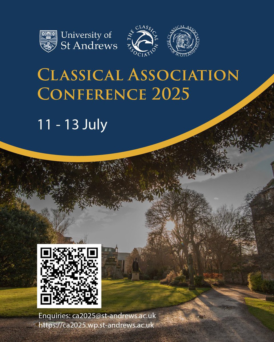 The Classical Association (@classical_assoc) on Twitter photo Just one day to go! Follow all the updates via our Conference account <a href="/StAConf25/">CA 2025</a> and use the hashtag #CA2025 to join in the conversation
We look forward to welcoming you in person/online <a href="/StA_Classics/">St Andrews Classics</a> <a href="/CAScotia/">Classical Association of Scotland</a> Just one day to go! Follow all the updates via our Conference account <a href="/StAConf25/">CA 2025</a> and use the hashtag #CA2025 to join in the conversation
We look forward to welcoming you in person/online <a href="/StA_Classics/">St Andrews Classics</a> <a href="/CAScotia/">Classical Association of Scotland</a>