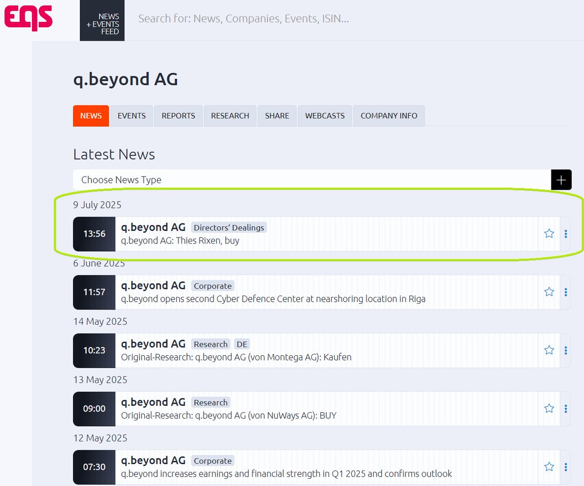 R2Discovery's tweet image. CEO of q.beyond AG $QBY, Thies Rixen, is back to buying shares at higher prices. Granted, it’s only small size, but I assume that’s because the price moved up quickly before he bought more, currently trades at €0.94 vs. his purchases at €0.91.
In terms of risk-reward from a…
