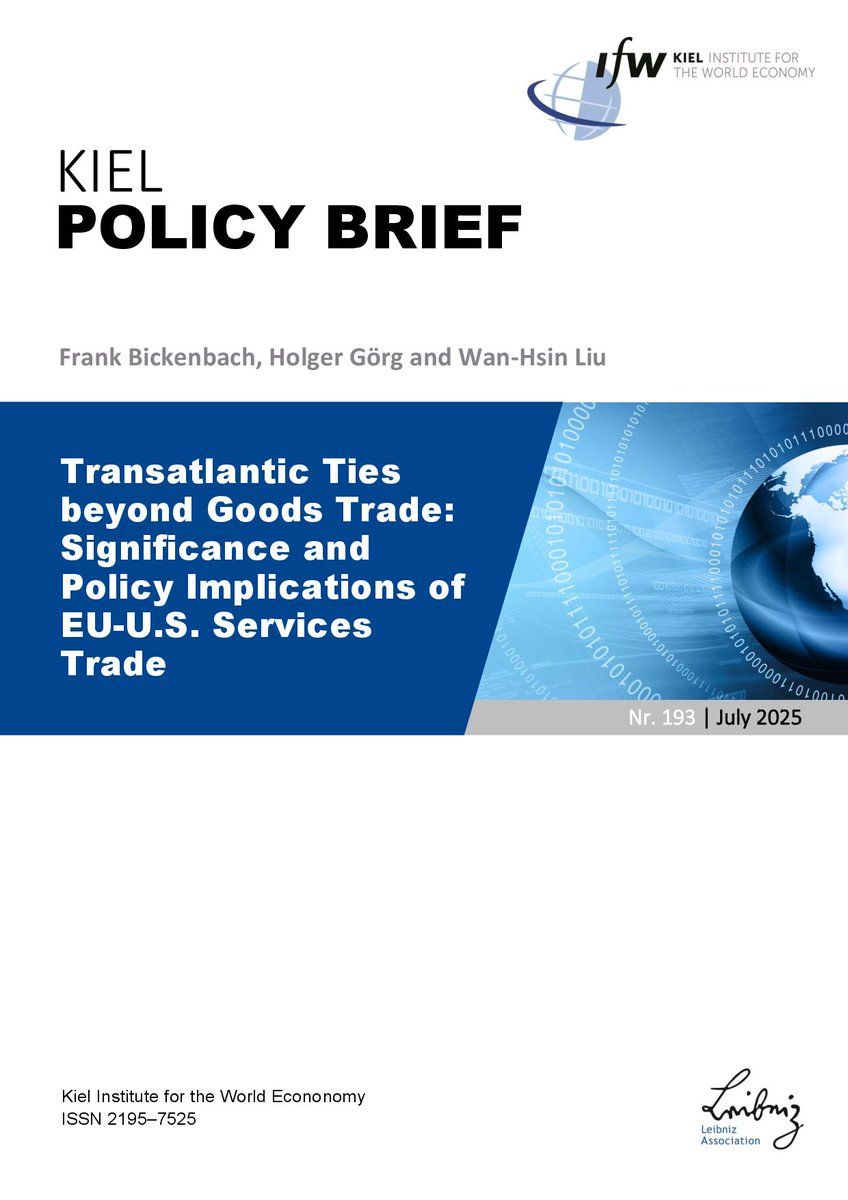 Trade in services between 🇪🇺 &amp; 🇺🇸 is largely neglected in current trade talks—despite matching goods trade in scale. Ignoring this weakens the EU's negotiating position. New Kiel Policy Brief 👉 ifw-kiel.de/publications/n…