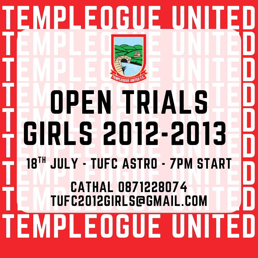 TUFC1977's tweet image. Join a friendly & successful team that reached the Premier Cup final last season ⚽️
Message Cathal on 0871228074 or email tufc2012girls@gmail.com
