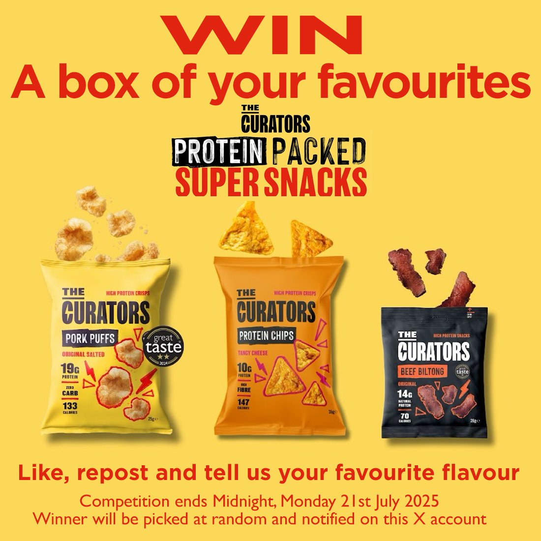 #pleasebewarescammers
#COMPETITION TIME
#WIN a box of your favourite flavour of delicious high protein snacks from The Curators.
The #competition closes at midnight on Mond 21 July. We will then arrange for a box of your preferred flavour to be sent to the lucky winner.
#UK only