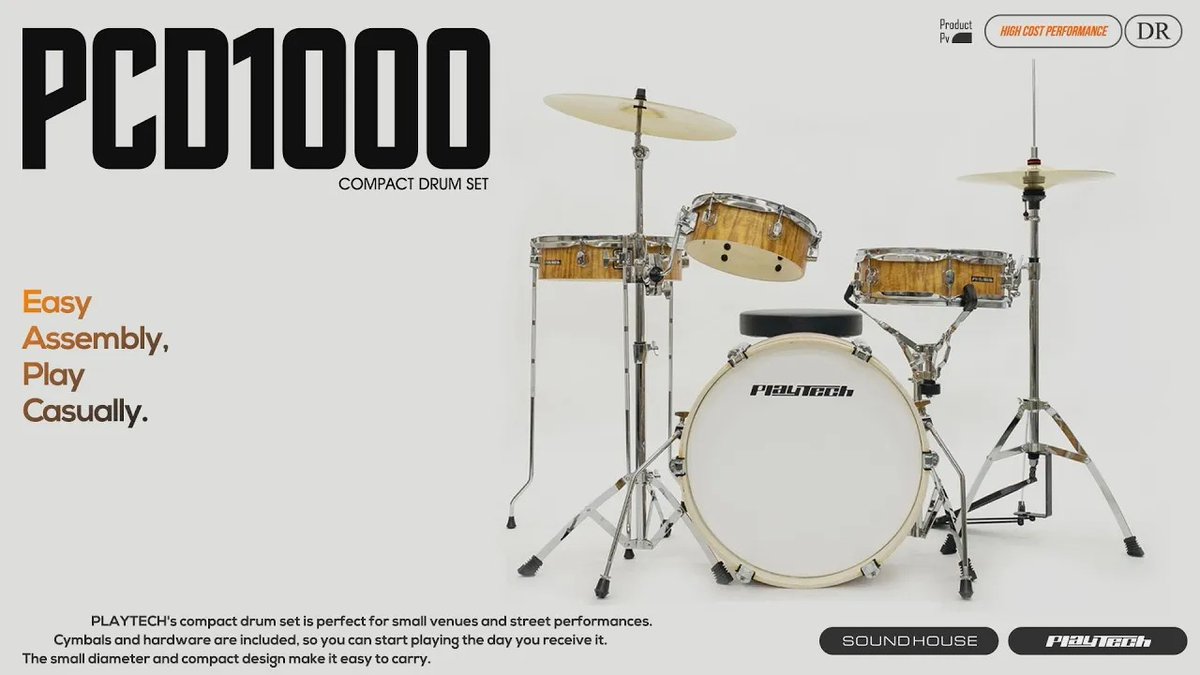 Soundhouse_jp's tweet image. PLAYTECHのコンパクトドラムセット、PCD1000の動画を公開しました🥁
🔽ぜひご覧ください！
youtube.com/watch?v=7PvVuu…
#音家ムービー #PLAYTECH #ドラムセット #ドラム