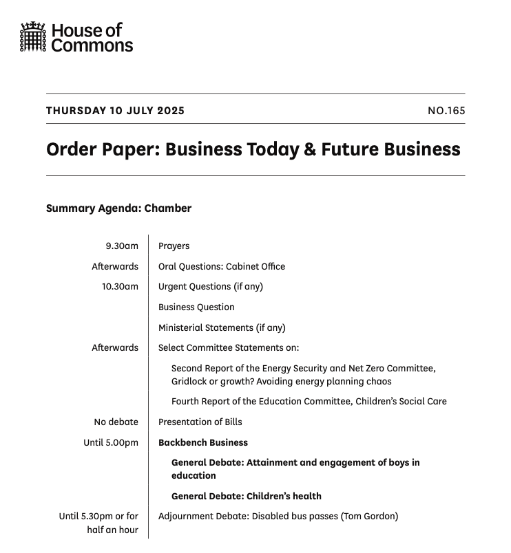 HouseofCommons's tweet image. The House of Commons sits from 9.30am today.

The #OrderPaper is published each sitting day and lists the business of the House.