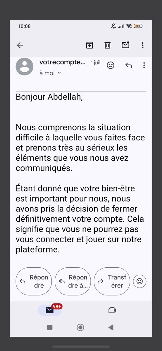 🚨ESCROQUERIE UNIBET⚠️

<a href="/UnibetFrance/">Unibet France 🔞</a> joue le temps et ne répond plus à un abonné avec une demande de retrait de 6k5 depuis 10 jours

Compte fermer alors que tout les documents sont en règle 

Un max de RT pour rendre justice 🔥

#teamparieur