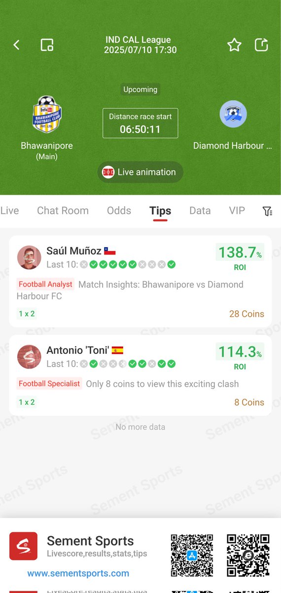 RoreerSports's tweet photo. #footballtips

💫2025-07-10 17:30:00

⚽Indian Calcutta Football League

🏃Bhawanipore vs Diamond Harbour FC

🙋In my opinion, the home team will never lose. https://t.co/nvBOwhvdkz