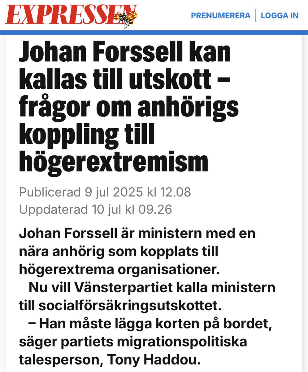 Nu tar vi det här igen; vare sig en enskild riksdagsledamot eller ett riksdagsparti har möjlighet att ”kalla” en minister till ett av riksdagens utskott (och nej Expressen, det blir inte bättre för att ni ändrar ”kallas” till ”kan kallas”, det är likväl felaktigt). Jag vet inte