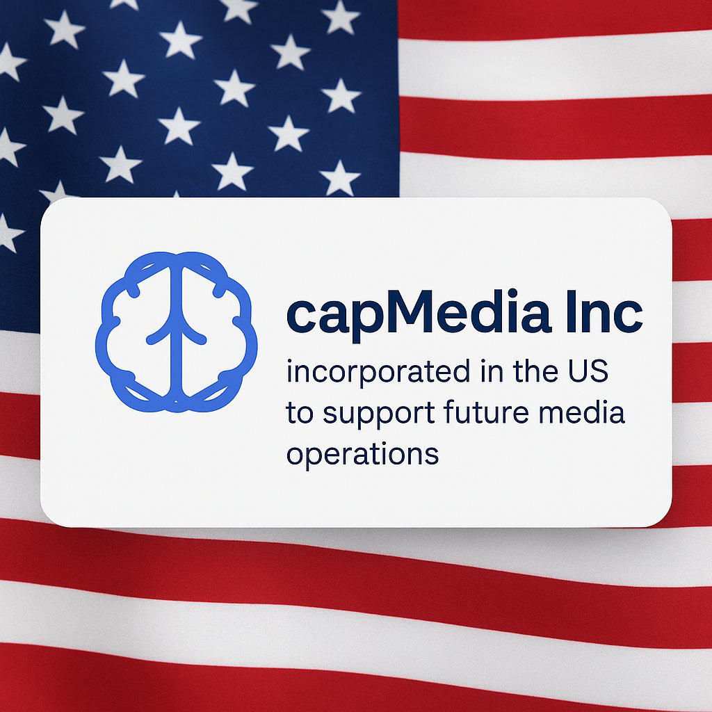 capAIplc's tweet image. capAI plc has incorporated capMedia Inc in the US.

Delaware-incorporated and applying for a California licence, this step supports our US media strategy and alliance with R42.

Transatlantic foundations now in place.

#capAI #capMedia #CPAI #AI #Media #R42xcapAI #US #California…