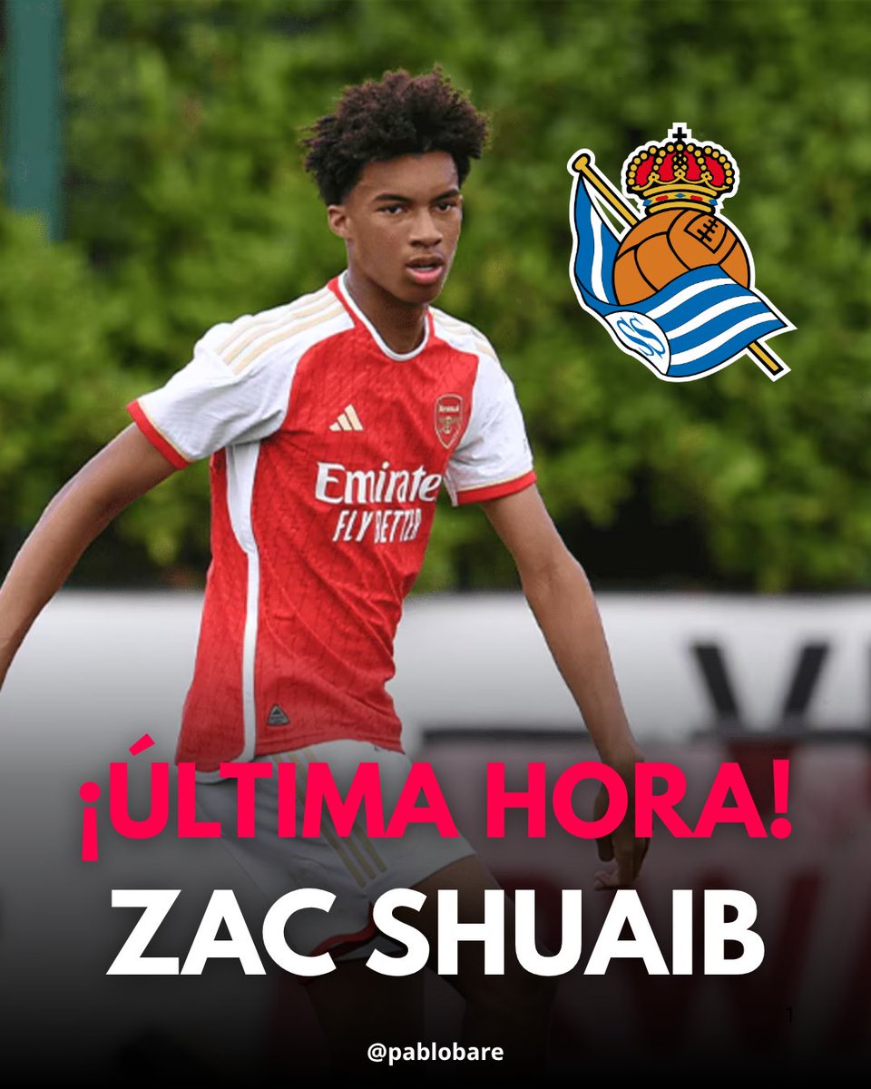 🚨 𝗭𝗮𝗰 𝗦𝗵𝘂𝗮𝗶𝗯, 𝗹𝗶𝘀𝘁𝗼 𝗽𝗮𝗿𝗮 𝗳𝗶𝗰𝗵𝗮𝗿 𝗽𝗼𝗿 𝗹𝗮 𝗥𝗲𝗮𝗹 𝗦𝗼𝗰𝗶𝗲𝗱𝗮𝗱

🏴󠁧󠁢󠁥󠁮󠁧󠁿 El pivote dejó el Arsenal tras expirar su contrato y, tras unas pruebas, fichará por la #RealSociedad.

📍 La familia de la madre es vasca y reside en Hondarribia.

ℹ️ <a href="/BBCSport/">BBC Sport</a>