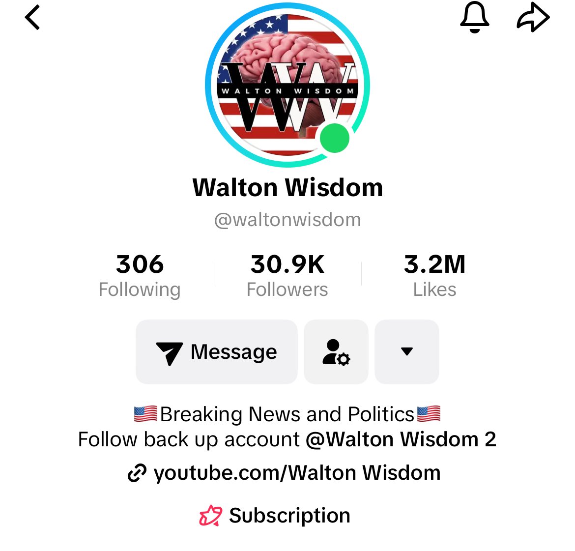 Please follow my friend Walton wisdom on TikTok. 
<a href="/Jkwaltontldr/">Walton Wisdom 🇺🇸🇺🇸🇺🇸</a>