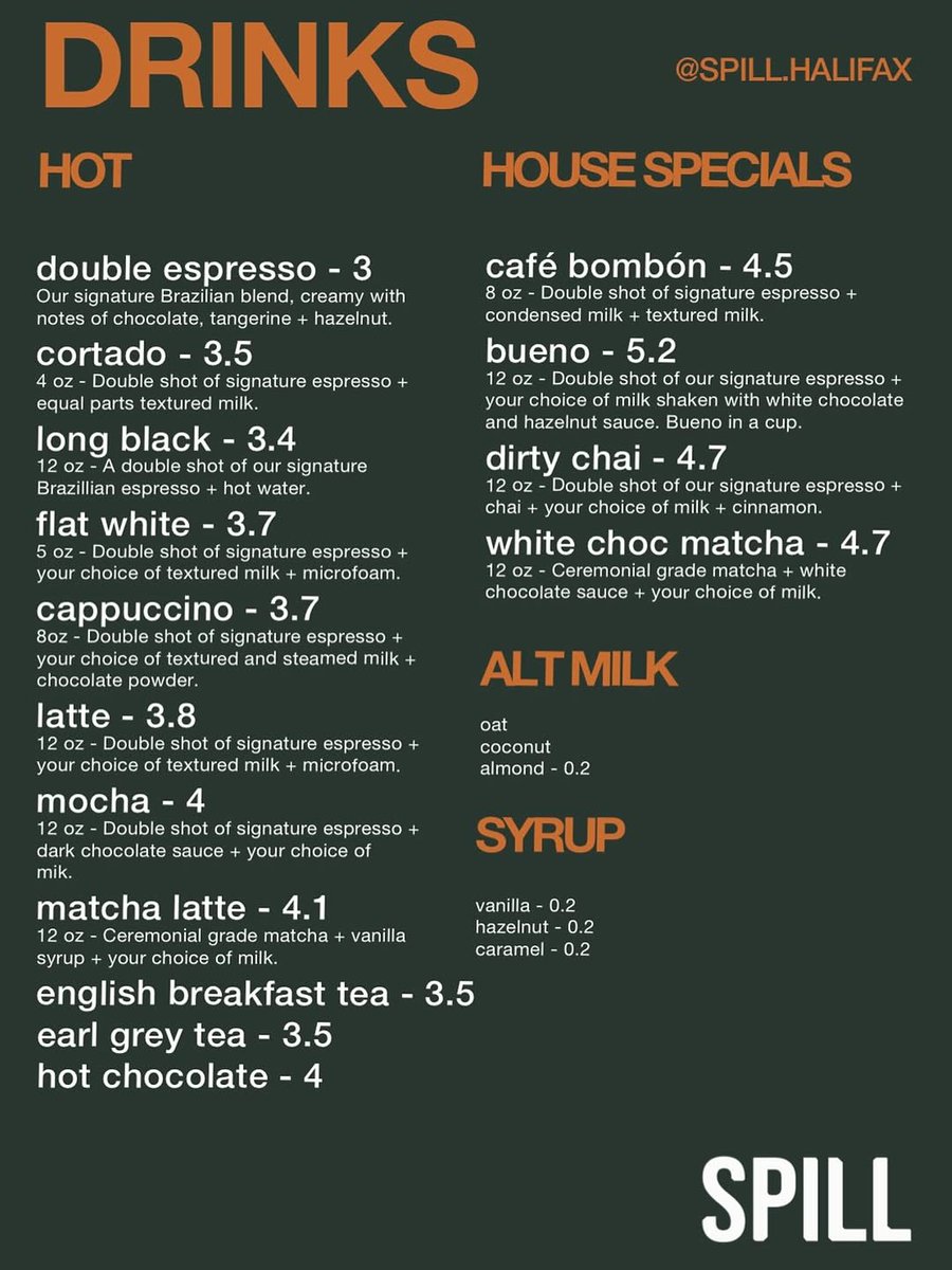 🚨 Big news from the baristas… Hubb Coffee Bar is now officially Spill! ☕✨ 
 
Same warm welcome, same great coffee - just with a fresh new name and vibe. Pop in, say hi and see what’s brewing... 
 
📅 Mon to Fri: 08:00–16:00, Weekends: 09:00–16:00 (Kitchen closes at 15:00)