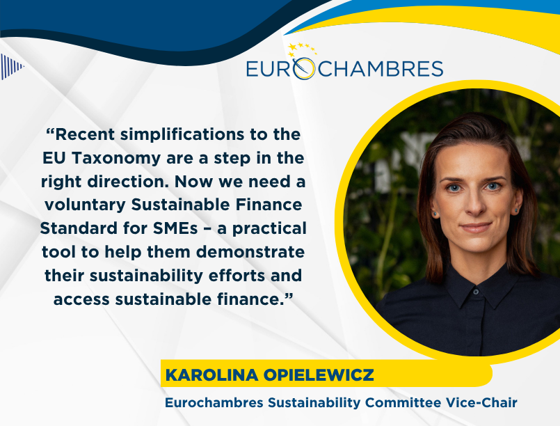 At today's #EUTaxonomy Implementation Dialogue with European Commissioner Maria Luís Albuquerque, Eurochambres called for clearer guidance, simplified technical criteria, and voluntary tools to empower #SMEs and companies in transition to access sustainable finance.