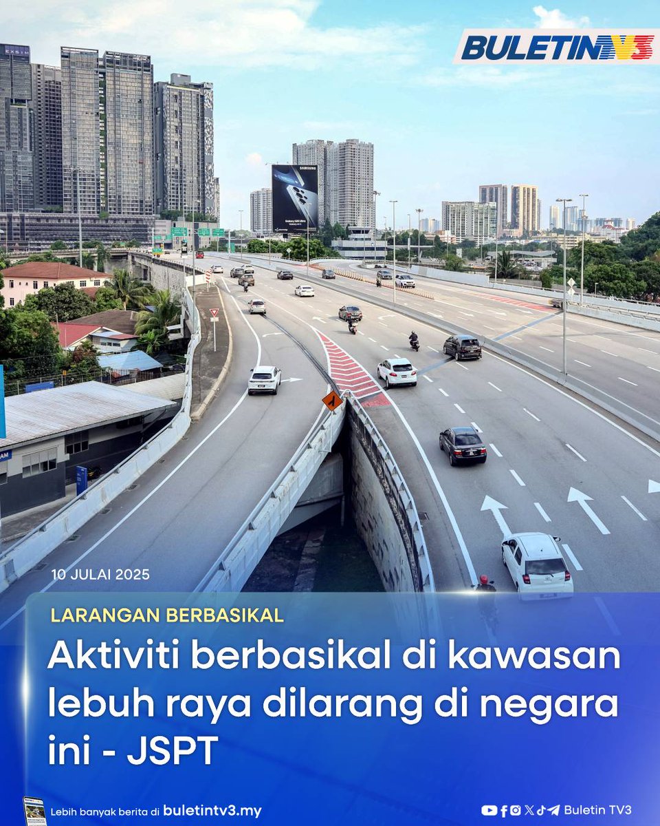 LARANGAN BERBASIKAL | Aktiviti berbasikal di kawasan lebuh raya adalah berbahaya kerana laluan berkenaan digunakan oleh pelbagai kenderaan bermotor seperti lori, bas, kereta dan motosikal.

Pengarah Jabatan Siasatan dan Penguatkuasaan Trafik (JSPT) Bukit Aman, Datuk Seri Mohd