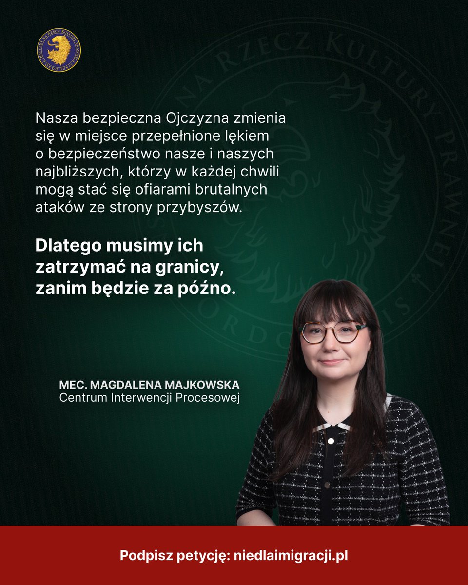 🛑 Nie bądź bierny - podpisz petycję: niedlaimigracji.pl
🟢 Poznaj praktyczny poradnik dla osób strzegących granic: ordoiuris.pl/informacje-pra…
🟢 W razie problemów wynikających z działań na rzecz bezpieczeństwa kraju, obrońcy granic mogą liczyć na pomoc prawną od Instytutu Ordo