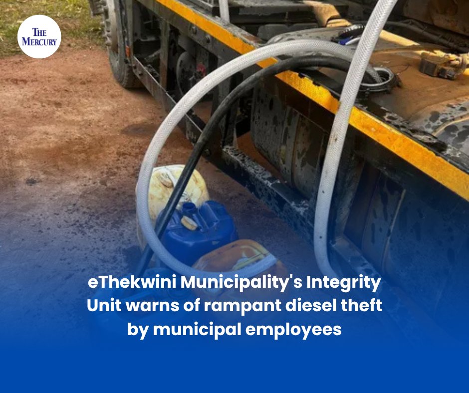 TheMercurySA's tweet photo. 🚨 eThekwini Municipality's Integrity Unit warns of rampant diesel theft by employees, raising concerns over financial implications for the municipality.
Read more: https://t.co/m5KJssRmbF
#eThekwini #DieselTheft #MunicipalCorruption #IntegrityUnit https://t.co/ctlnrQQyIL