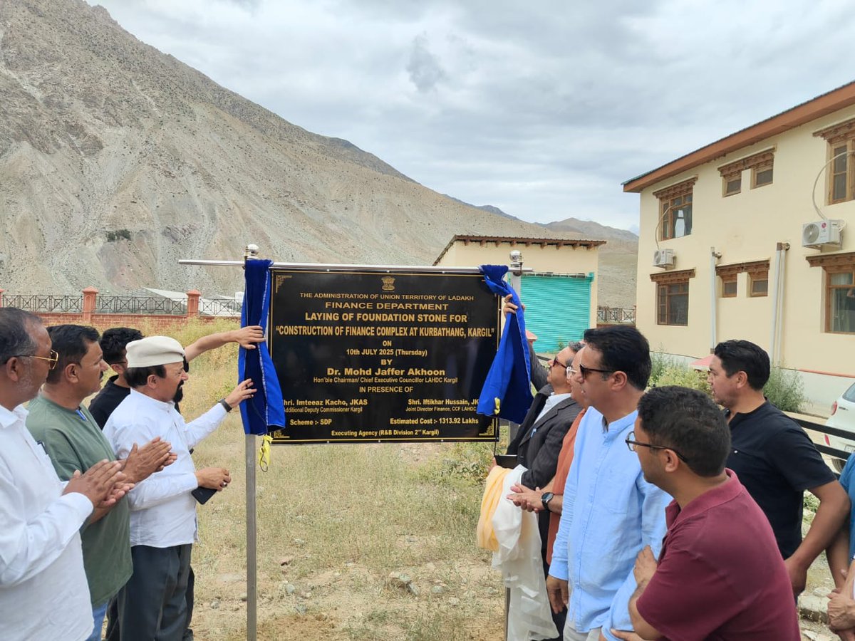 mussa_tumaily (@mussatumaily) on Twitter photo The Finance Department of the Union Territory of Ladakh marked a significant step towards infrastructural development with the laying of the foundation stone for the Finance Complex at Kurbathang, Kargil
<a href="/dc_Kgl/">Deputy Commissioner/DEO Kargil</a> <a href="/drajaffer/">Dr Mohd Jaffer Akhoon</a> <a href="/imteeaz_kacho/">IMTEEAZ KACHO ཨིམ་ཏཱི་ཡཱཟ་ ཀཱ་ཅོ།</a> <a href="/fayazal47508371/">fayaz architect kargil</a> The Finance Department of the Union Territory of Ladakh marked a significant step towards infrastructural development with the laying of the foundation stone for the Finance Complex at Kurbathang, Kargil
<a href="/dc_Kgl/">Deputy Commissioner/DEO Kargil</a> <a href="/drajaffer/">Dr Mohd Jaffer Akhoon</a> <a href="/imteeaz_kacho/">IMTEEAZ KACHO ཨིམ་ཏཱི་ཡཱཟ་ ཀཱ་ཅོ།</a> <a href="/fayazal47508371/">fayaz architect kargil</a>