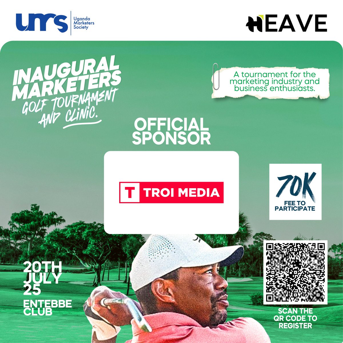 Calling all marketers and business enthusiasts! 

TROI Media is proud to be an official sponsor of the Inaugural Marketers Golf Tournament &amp; Clinic happening on 20th July 2025 at Entebbe Club.

Sharpen your swing, network with the industry’s best, and enjoy a day of fun on the