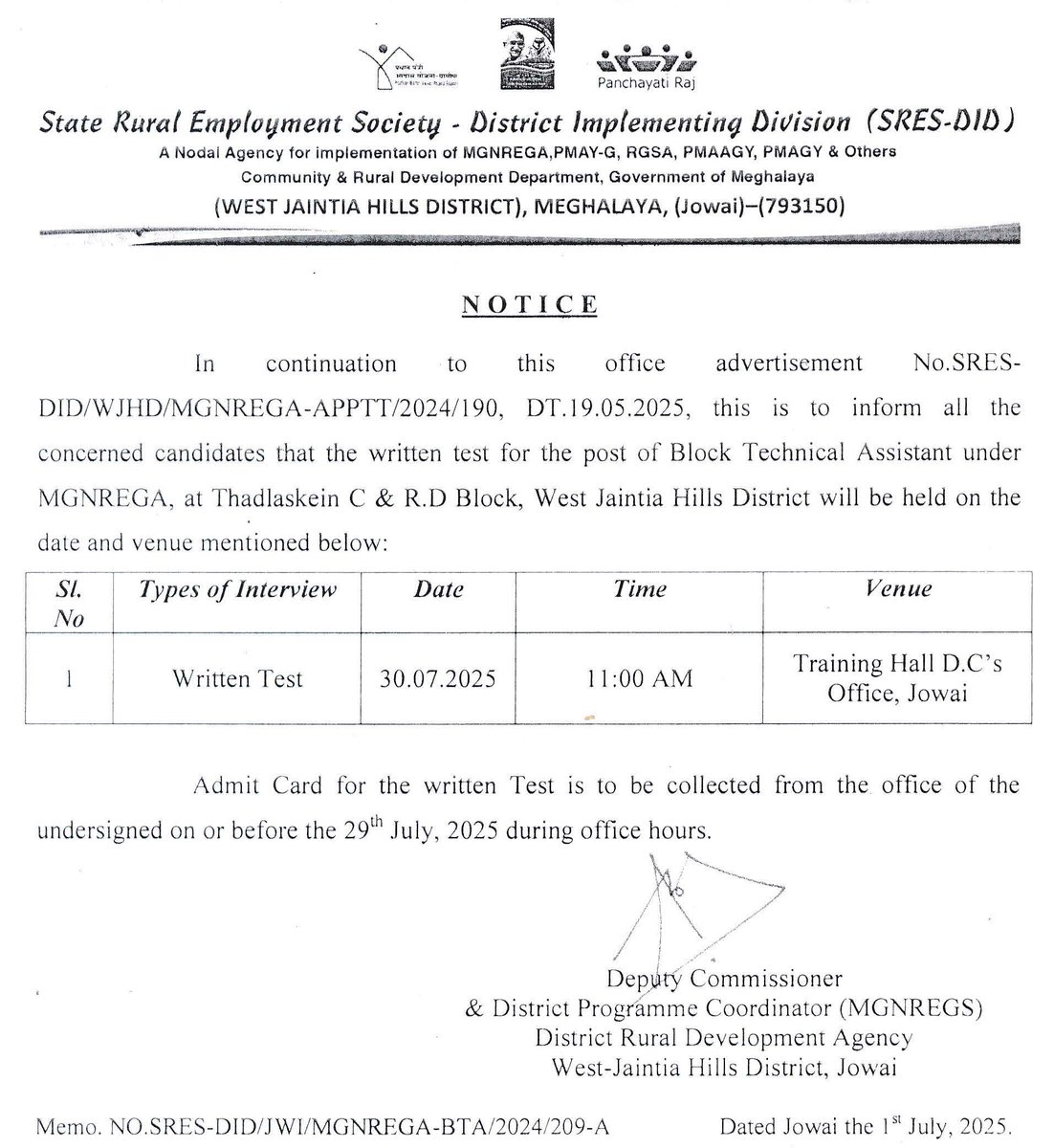 MegNIC (@meghalayagov) on Twitter photo #WrittenTest for the post of Block Technical Assistant under #MGNREGA, at #Thadlaskein C&RD Block, #WestJaintiaHills District <a href="/DiprMeghalaya/">DIPR Meghalaya</a> <a href="/sresmeghalaya/">State Rural Employment Society</a> (cdn.s3waas.gov.in/s384f7e69969de…) #WrittenTest for the post of Block Technical Assistant under #MGNREGA, at #Thadlaskein C&RD Block, #WestJaintiaHills District <a href="/DiprMeghalaya/">DIPR Meghalaya</a> <a href="/sresmeghalaya/">State Rural Employment Society</a> (cdn.s3waas.gov.in/s384f7e69969de…)