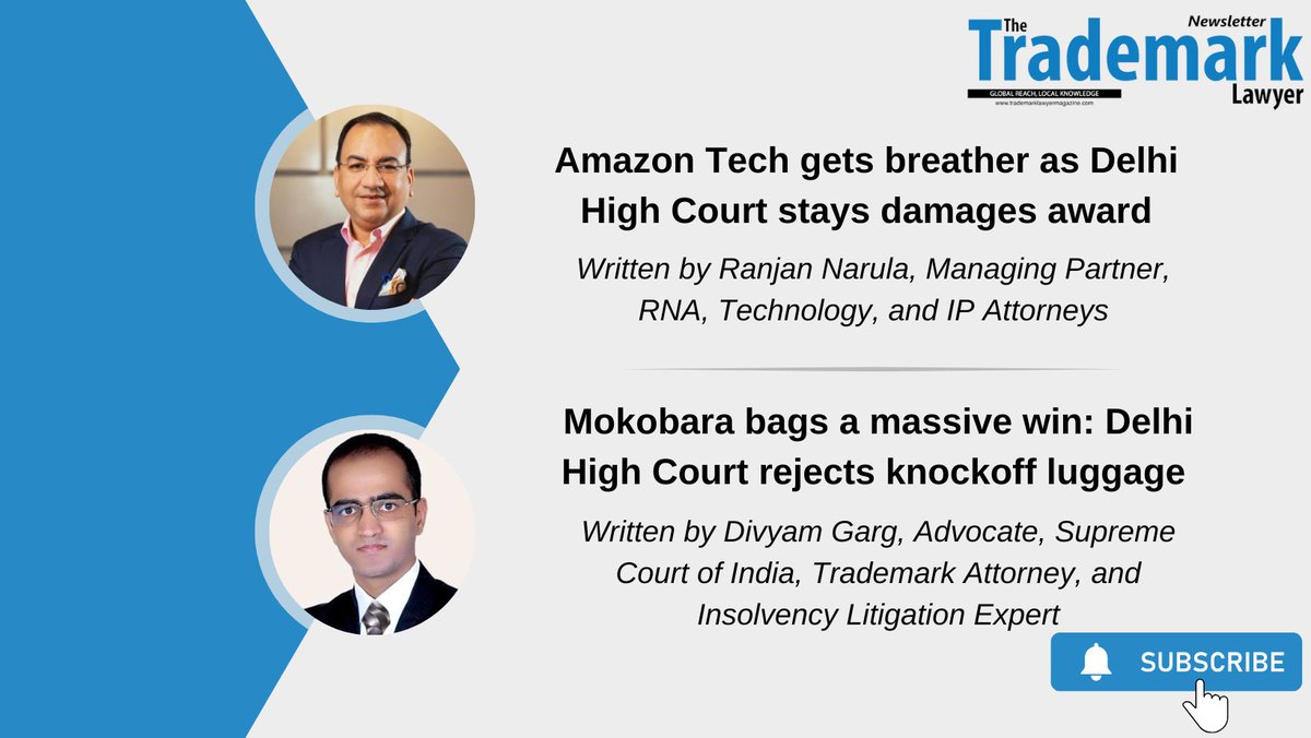 Brand new The Trademark Lawyer newsletter OUT TODAY! 📩 Featuring: Ranjan Narula and Divyam Garg.

Subscribe now and get the latest trademark-focused IP news delivered straight to your inbox each week. Sign up here for free: ctclegalmedia.us11.list-manage.com/subscribe?u=02…

#trademark #news #IP