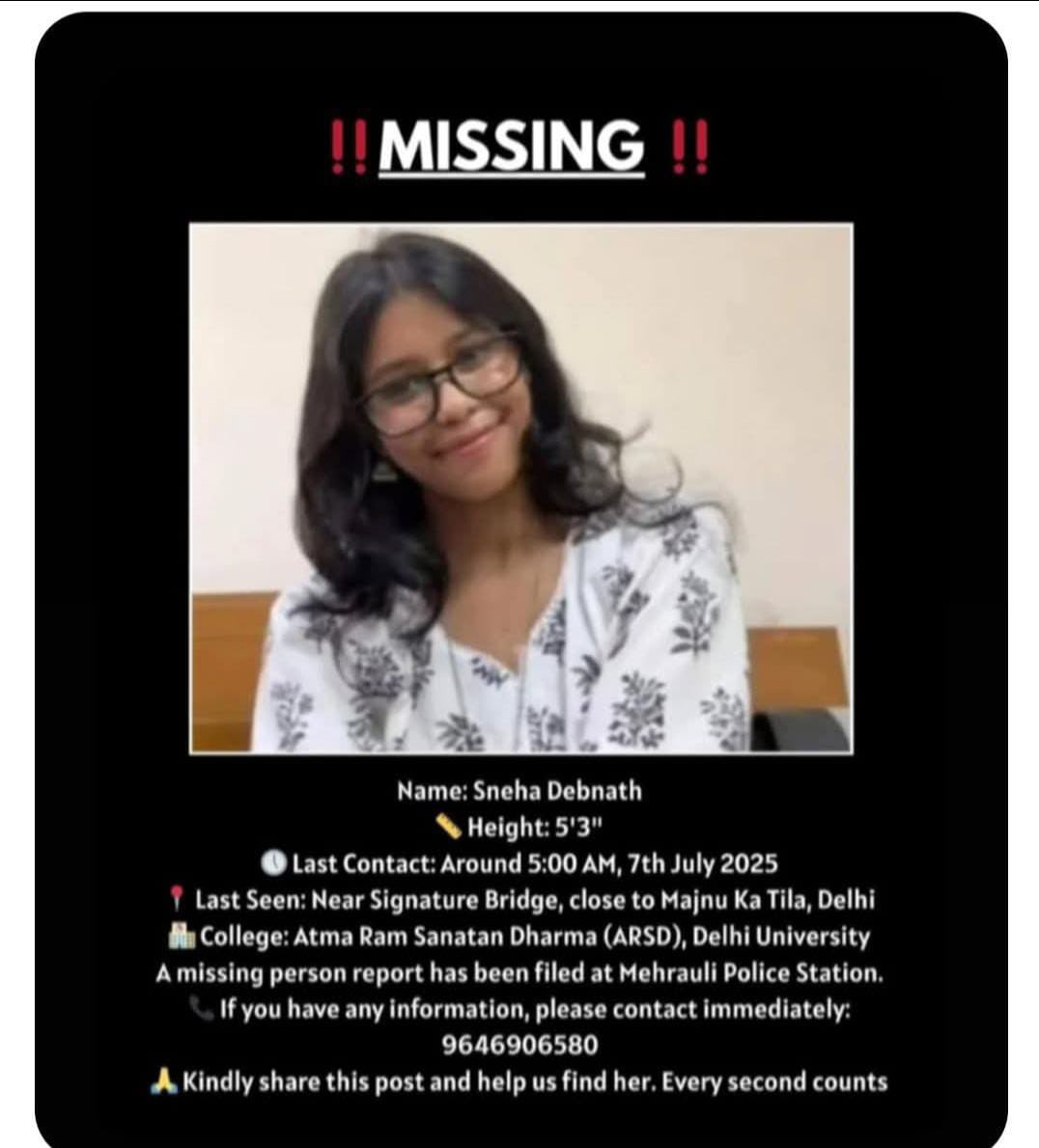 Major Madhan Kumar 🇮🇳 (@major_madhan) on Twitter photo MISISNG GIRL. location DELHI Daughter of an Army officer. Please amplify🙏🏾🙏🏾🙏🏾
<a href="/LtGovDelhi/">LG Delhi</a> <a href="/Manik_M_Jolly/">Maj Manik M Jolly,SM</a> <a href="/majorgauravarya/">Major Gaurav Arya (Retd)</a> <a href="/MajorPoonia/">Major Surendra Poonia</a> <a href="/MajDPSingh/">Major D P Singh</a> <a href="/Capt_Cool1/">Capt Shashank</a> <a href="/karthikgnath/">karthik gopinath</a> MISISNG GIRL. location DELHI Daughter of an Army officer. Please amplify🙏🏾🙏🏾🙏🏾
<a href="/LtGovDelhi/">LG Delhi</a> <a href="/Manik_M_Jolly/">Maj Manik M Jolly,SM</a> <a href="/majorgauravarya/">Major Gaurav Arya (Retd)</a> <a href="/MajorPoonia/">Major Surendra Poonia</a> <a href="/MajDPSingh/">Major D P Singh</a> <a href="/Capt_Cool1/">Capt Shashank</a> <a href="/karthikgnath/">karthik gopinath</a>