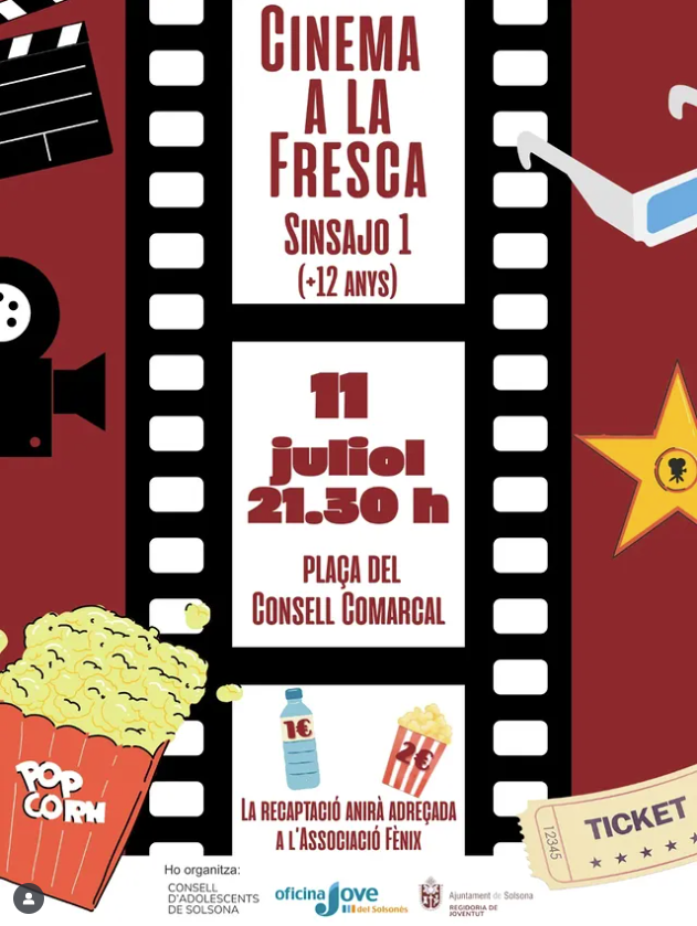 Qui diu que el jovent no s'implica i no és solidari? El Consell d'Adolescents de #Solsona organitza cinema a la fresca demà a 2/4 de 10 del vespre a la plaça del Consell. S'hi podrà veure Sinsajo 1. La recaptació de la venda de crispetes i aigües es destinarà a <a href="/AssociacioFenix/">Associació FÈNIX</a>