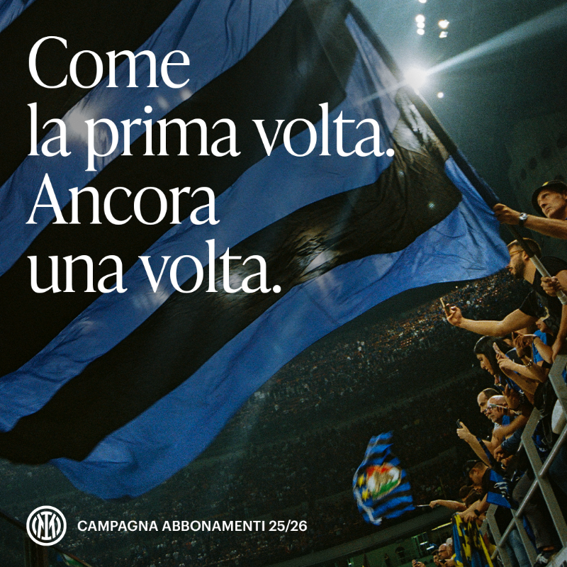 Inter's tweet photo. Come la prima 𝑣𝑜𝑙𝑡𝑎.
Ancora una 𝑣𝑜𝑙𝑡𝑎.
Ci vediamo allo stadio! 🖤💙

Al via la Campagna Abbonamenti 25/26 👇

#ForzaInter