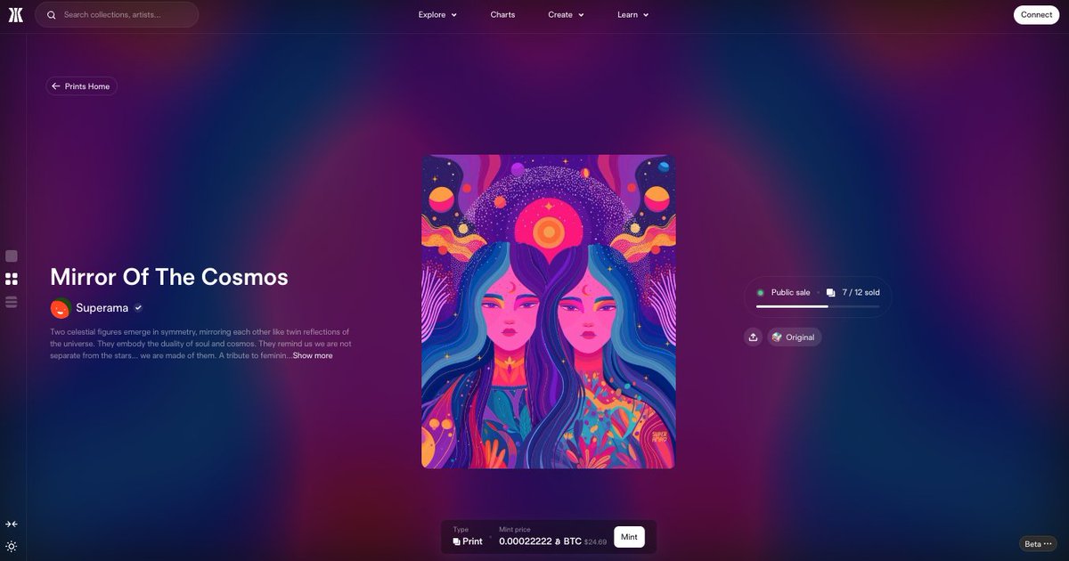 Mirror of the Cosmos, <a href="/thesuperama/">SUPERAMA⚡️</a> 

12 prints // 22,222sats

beta.gamma.io/ordinals/print…