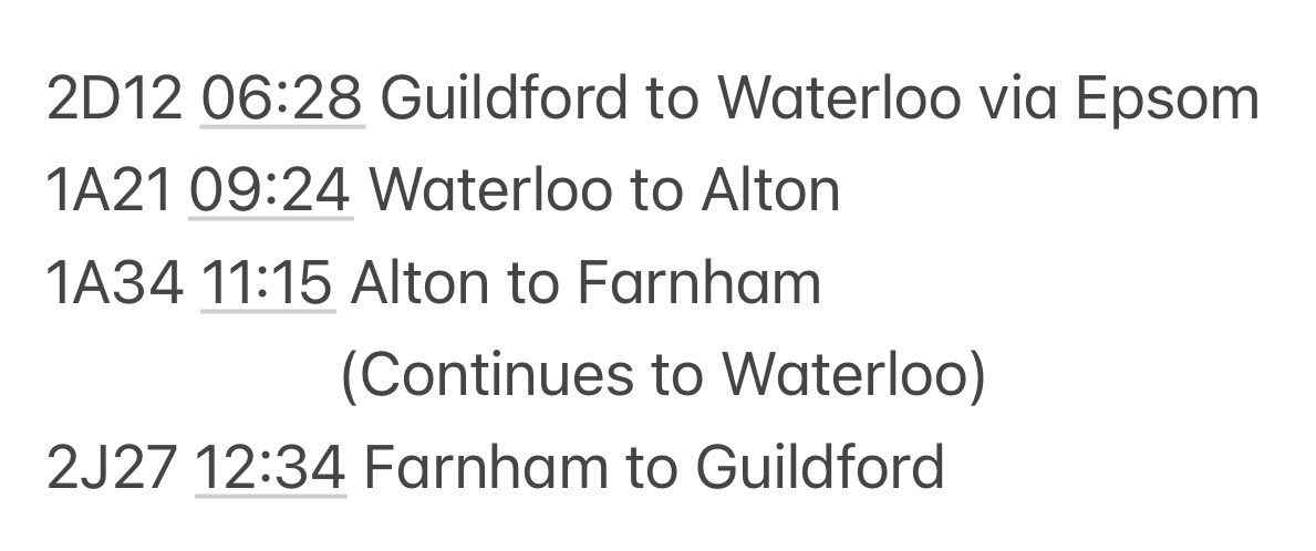 Morning all! Day 1/2 is here, I signed on at 05:17 for job 7.  Prep in the Up Carriage Sidings, shunt it out, up via Epsom, down to Alton, back to Farnham and a shuttle home.
