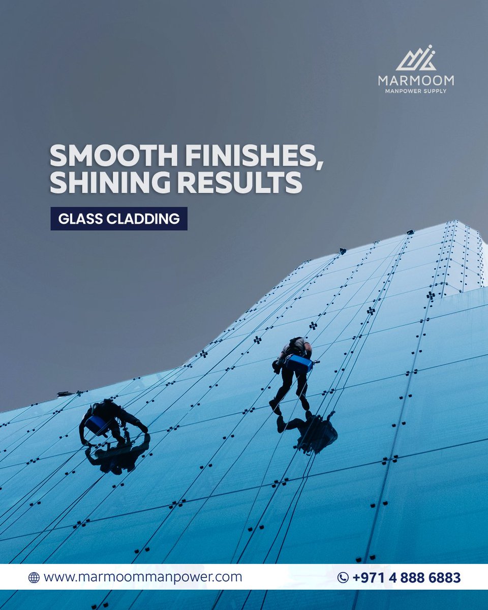 MarmoomS's tweet image. Experts in installing glass cladding with precision and safety.        
#GlassCladding #FacadeWork #ManpowerUAE