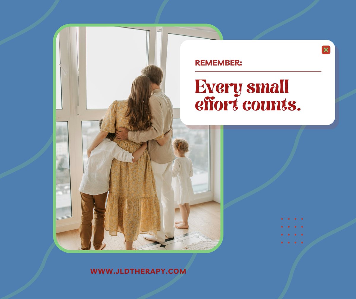 JLDTherapy's tweet photo. You're doing better than you think. Every small effort counts.👨‍👩‍👧‍👦
.
.
#smallwinsbigimpact #parentsupport #specialneedsparenting #parentingwins #bayareaparents #joyandlaughtertherapy https://t.co/FK6ukyVa17