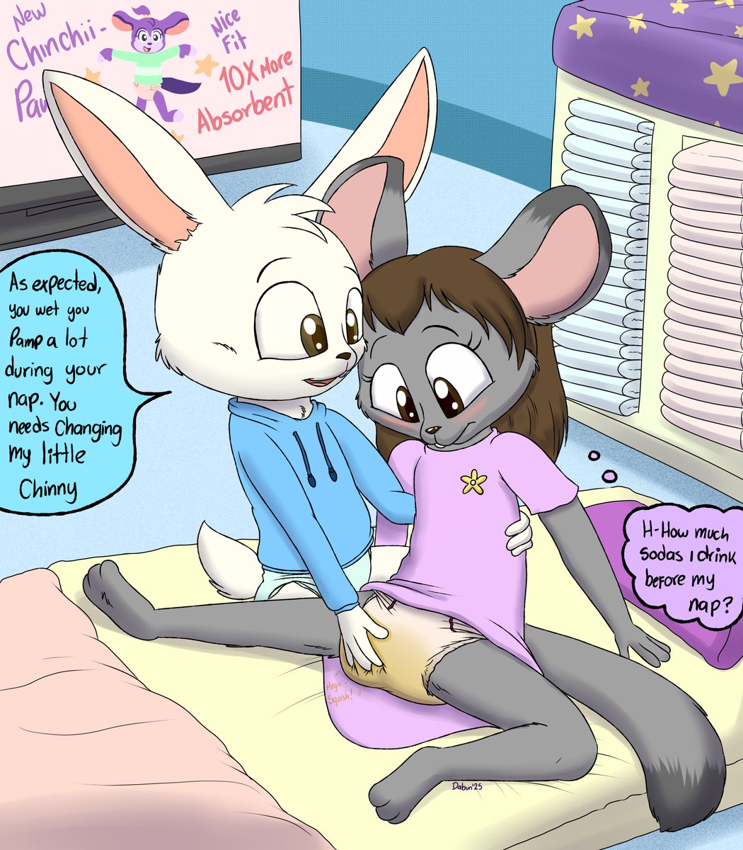 Checking the chinchilla after nap
Stephanie dont have any idea on how many drinks took before her nap, but her diaper helped to get her mat dry ;)