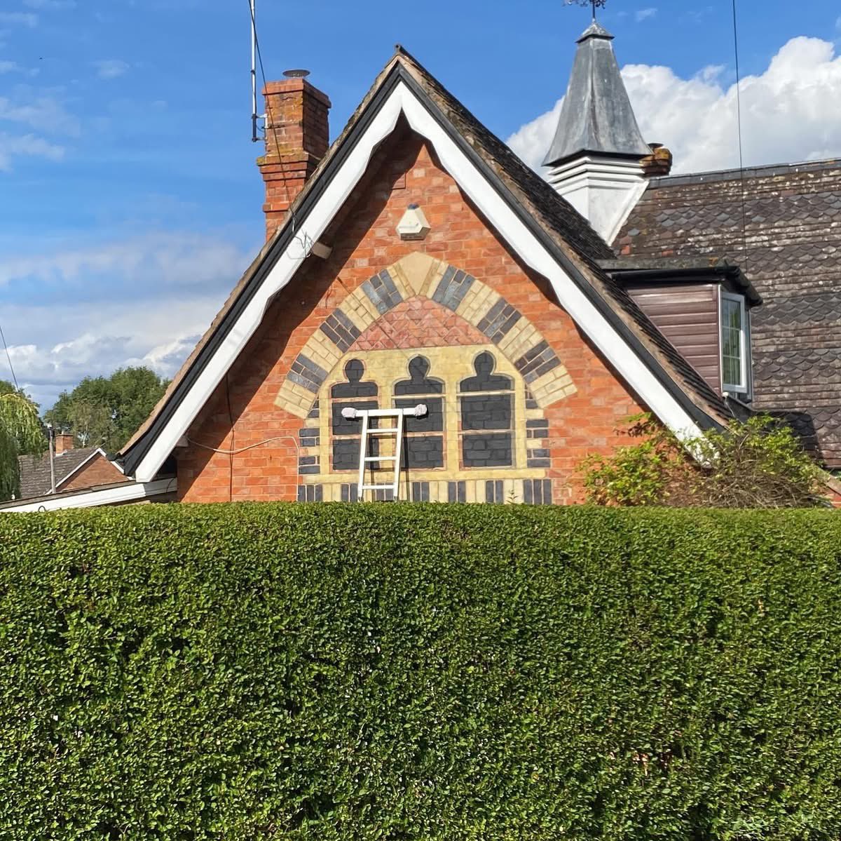 So I know… it’s not quite finished yet, but couldn’t wait to share progress on this end of house mural in Wick! Trompe l’oeil window and brickwork to echo what was once there historically on this old school house!