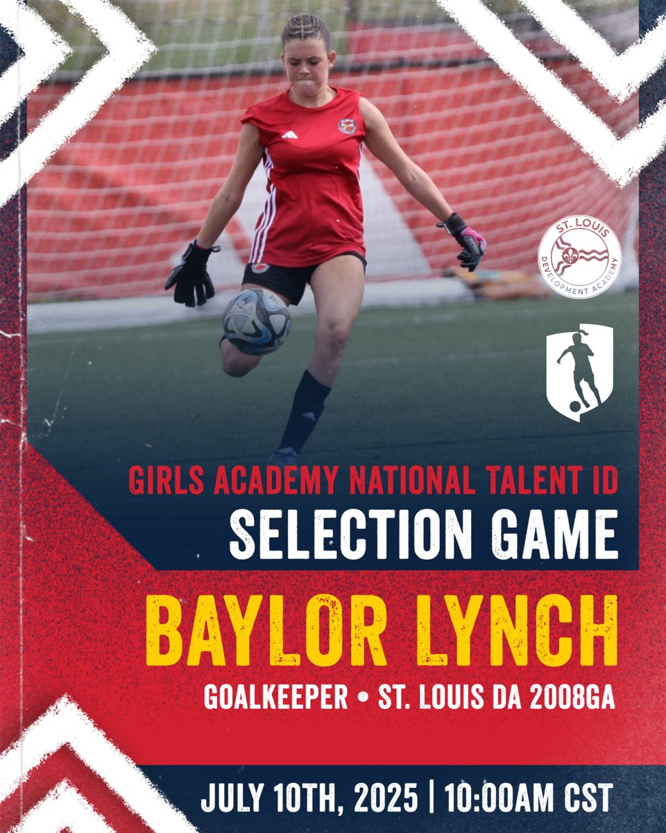 👏 Congratulations to Baylor Lynch on being selected for the Girls Academy National Talent ID Selection Game!

Baylor will represent her 2008GA team and the entire St. Louis DA family today at 10:00 AM. We’re proud of her hard work and can’t wait to see her shine on the national