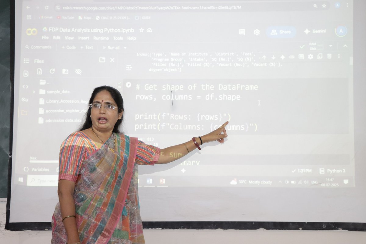 GSFCUniversity's tweet image. 3rd–8th July 2025 | GSFC University
5 days of hands-on sessions on Python, data analysis & real-world applications. Graced by esteemed speakers & Prof. G.R. Sinha in the valedictory session.
#GSFCUniversity #PythonFDP #LearnPython #FDP2025 #DataScienceGSFCU