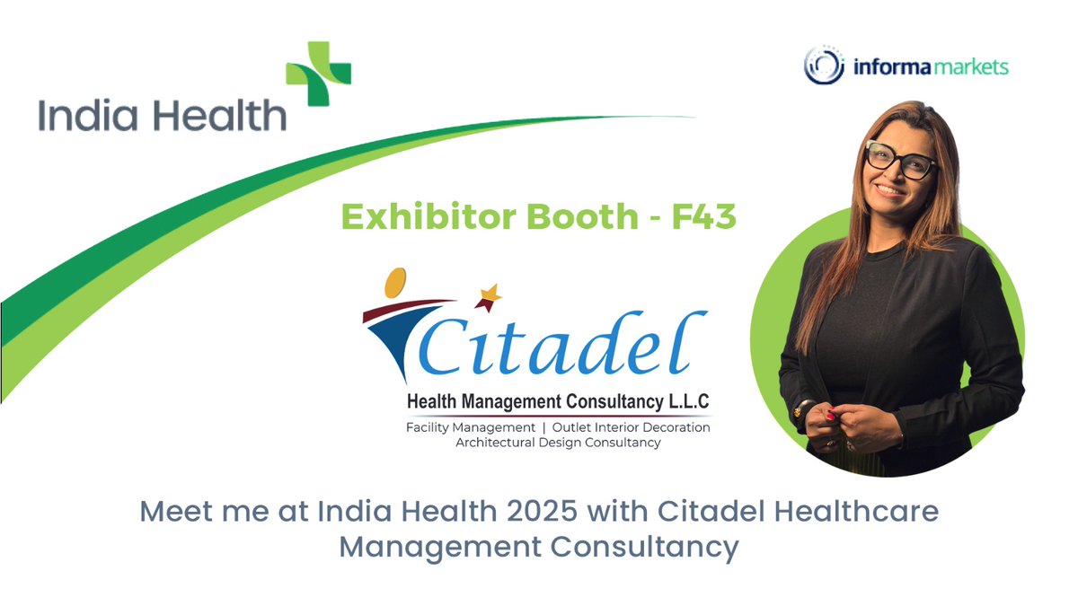 MarwahaPrajakta's tweet photo. Excited to Be at #IndiaHealth2025 – Let’s Connect!
Along with Mr. Ghanem Alabyad, Mr. Ayman Atari, and the #Citadel team, we’ll be showcasing our offerings at Booth F43
#IndiaHealth2025 #HealthcareConsulting  #MedicalExhibition #InformaMarkets #BharatMandapam #HealthNetworking https://t.co/SLjK1qFuEO