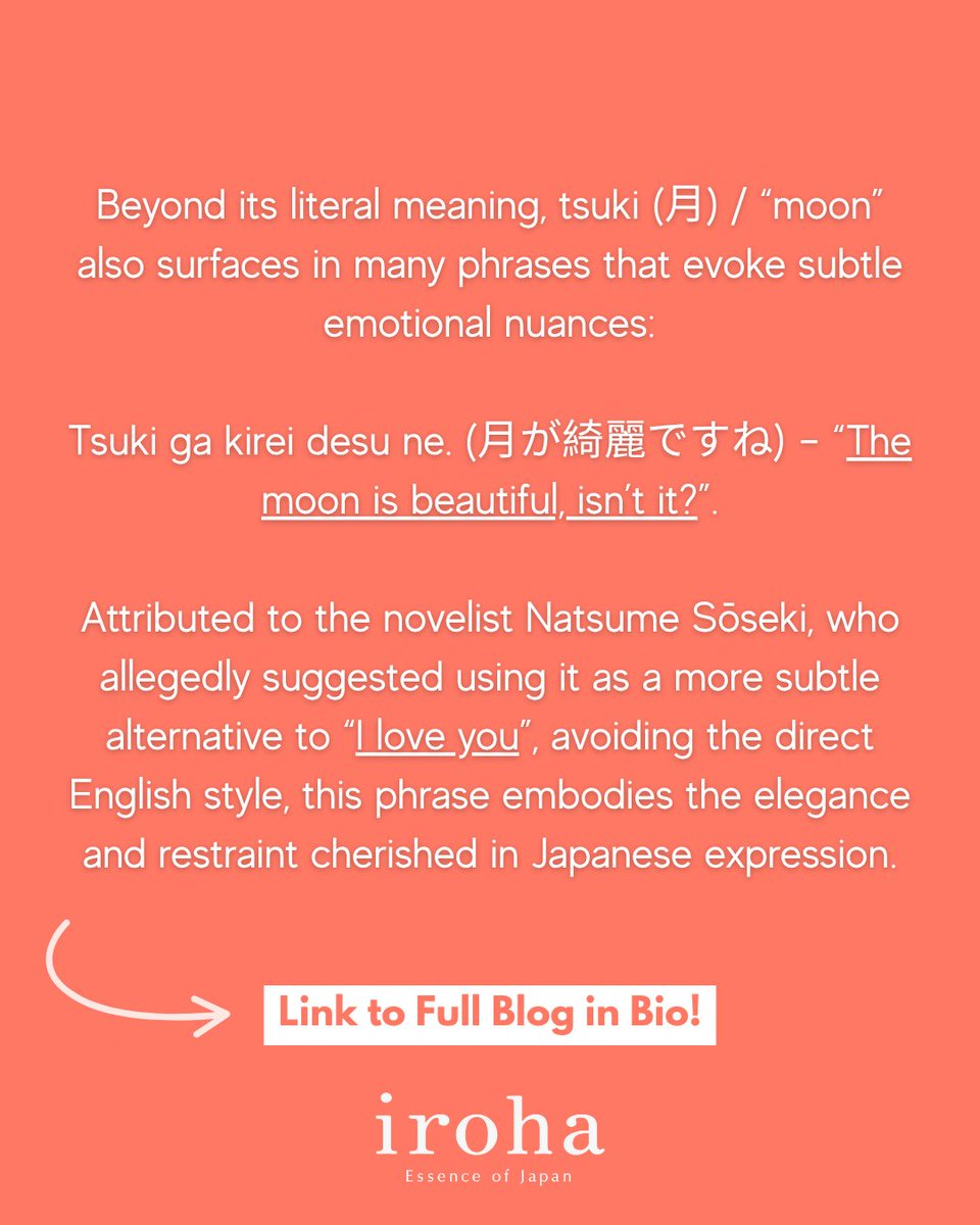 🌕 “The moon is beautiful, isn’t it?”

 A phrase once said to mean “I love you” in the most subtle way.

In our latest blog, we explore what the moon really means in Japanese tradition, and how that became the heart of the iroha TSUKI.

✨l8r.it/ZtDq