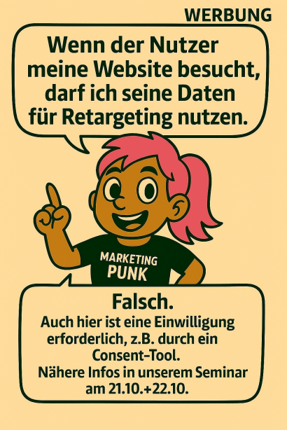 💡 𝗪𝗲𝗿𝗯𝘂𝗻𝗴 𝗲𝗿𝗹𝗮𝘂𝗯𝘁? 𝗔𝗯𝗲𝗿 𝗿𝗶𝗰𝗵𝘁𝗶𝗴!
Unser Top-Seminar zu Werbeeinwilligungen nach DSGVO &amp; UWG
📆 Am 21. und 22. Oktober
➡️ Infos &amp; Anmeldung: Dr-Bahr.com/seminar