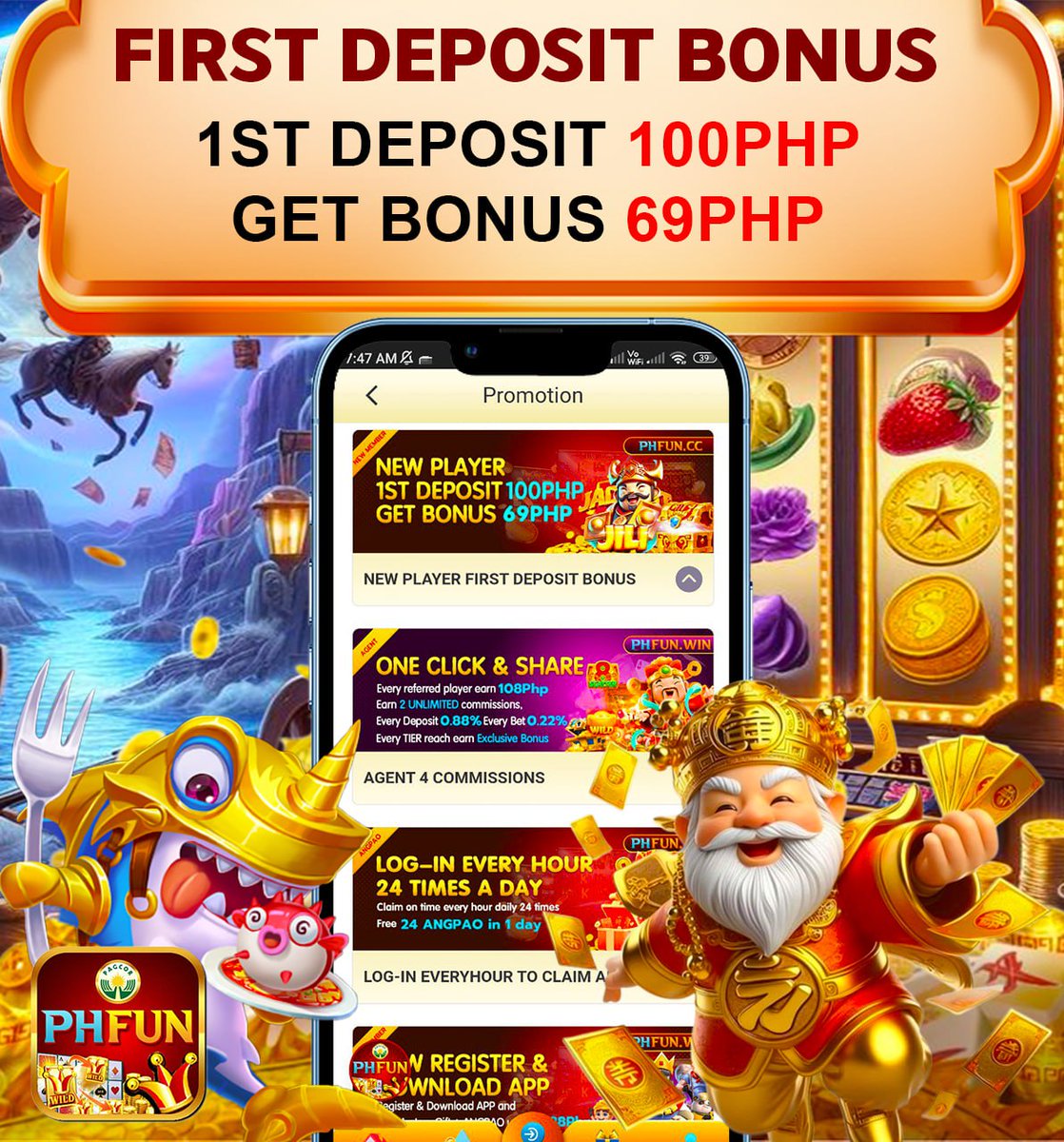 PHFUNX's tweet photo. 💰 First Deposit Bonus: Deposit just ₱100 and get an extra 69% for FREE instantly!

👉 Join now, make your first deposit, and enjoy your exclusive bonus today!

Registration Link : https://t.co/rn64ktevIX

#phfun #phfunonlinecasino #phfuncasinogames #bonus #jackpot #bet https://t.co/P5BXa1yMtm