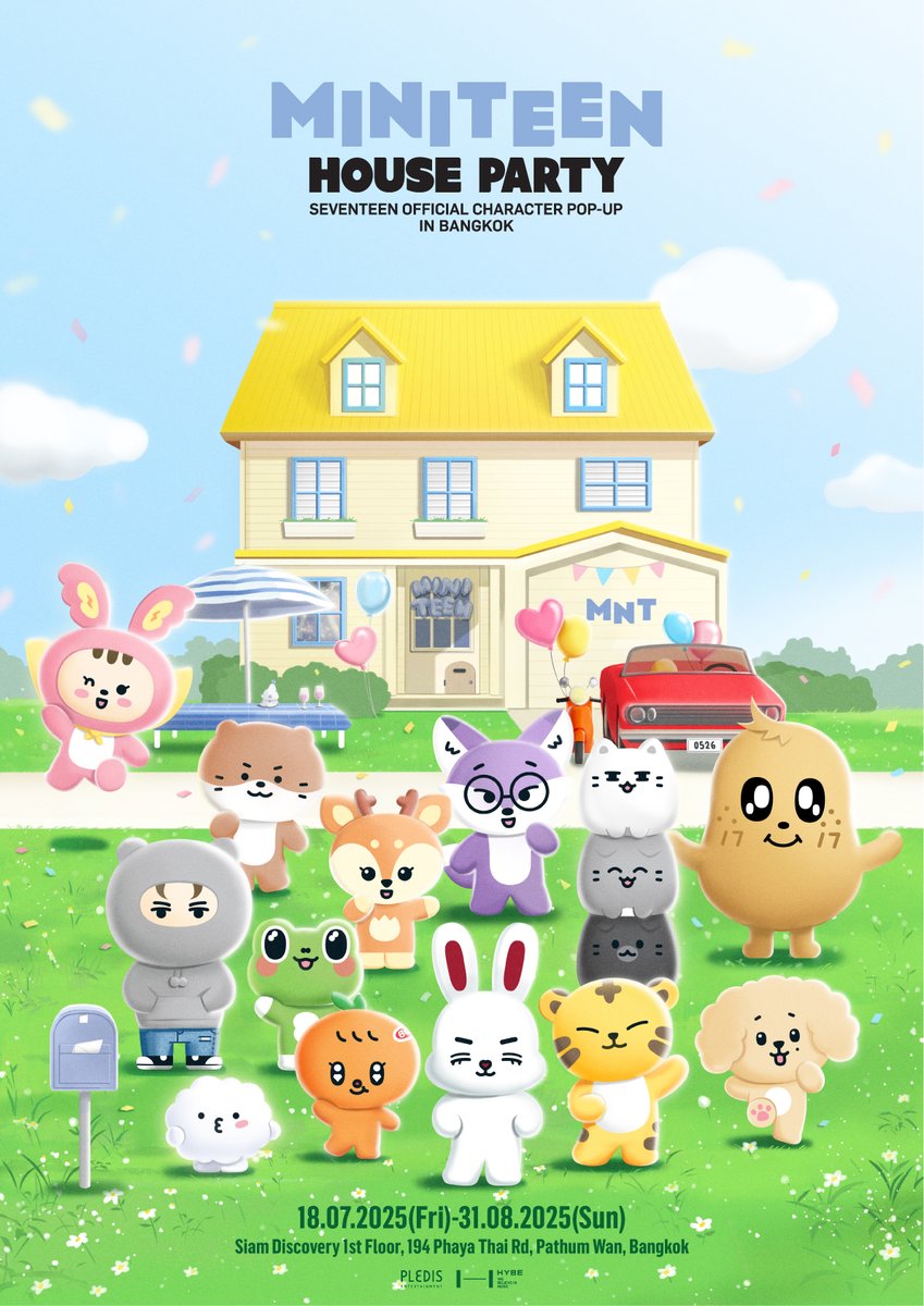 KPOPMERCH_POPUP's tweet photo. <MINITEEN HOUSE PARTY> 
SEVENTEEN Official Character POP-UP in BANGKOK

กรุงเทพ พร้อมหรือยัง! 🌟
Bangkok, get ready! 🌟

📅 2025.07.18(FRI) -  2025.08.31(SUN)
📍 Siam Discovery 1st Floor

#SEVENTEEN #세븐틴 
#MINITEEN #미니틴 https://t.co/sQxRAVUZqr