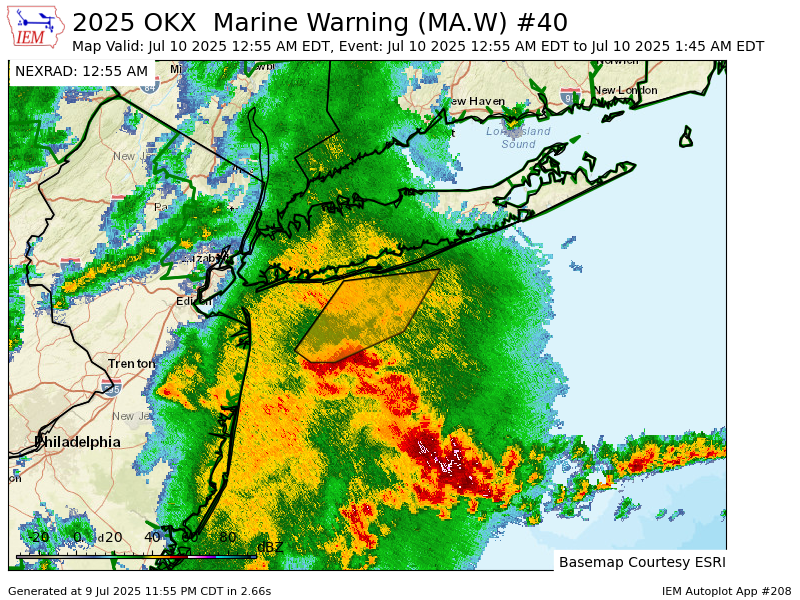 OKX issues Marine Warning [waterspout: POSSIBLE, wind: &gt;34 KTS, hail: &lt;.75 IN] for Fire Island Inlet NY to Moriches Inlet NY out 20 nm, Sandy Hook NJ to Fire Island Inlet NY out 20 nm [AN] till 1:45 AM EDT mesonet.agron.iastate.edu/vtec/f/2025-O-…